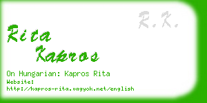 rita kapros business card